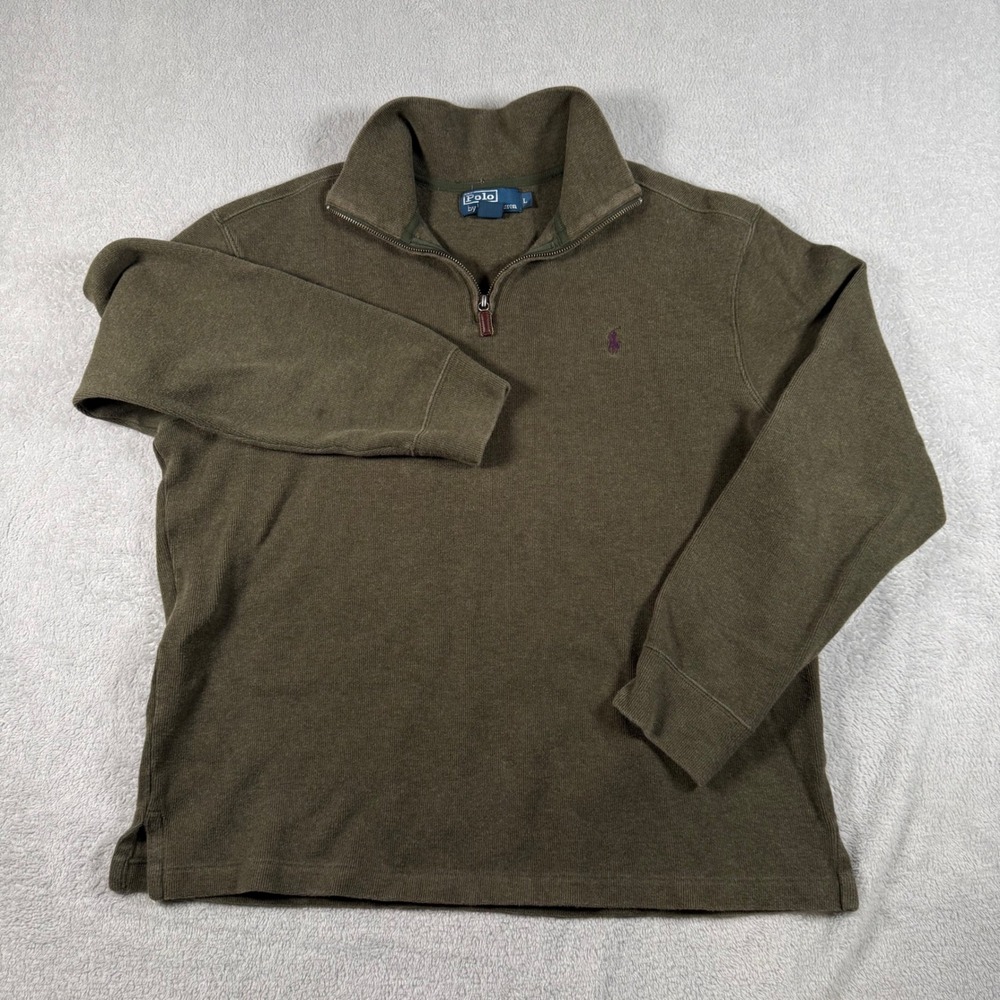 Vintage Polo Ralph Lauren 1/4 Zip Pullover Cotton Sweater Mens Large Pony Logo